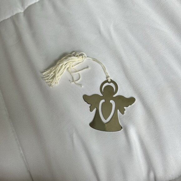 2.5" Silver Nickel Plated Angel Engravable Bookmark White Tassel Holiday - Picture 1 of 5